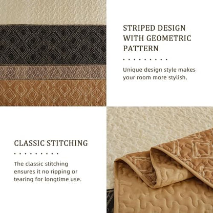 Cottolester Fall Quilt Set California King,3 Pcs Boho Striped Bedspread