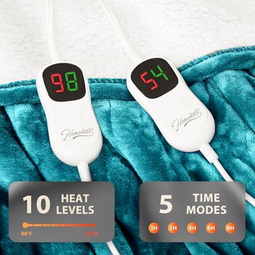 Homemate Heated Electric Blanket Queen Size 84"x 90" Heating Blanket