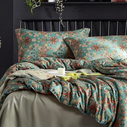 LifeTB Boho Floral Comforter Set Twin XL Vintage Flowers Plants Botanical Comforter 3 Pieces Cottagecore Bedding Set Soft Fluffy Lightweight Farmhouse Bed Set with 2 Pillowcases for All Seasons