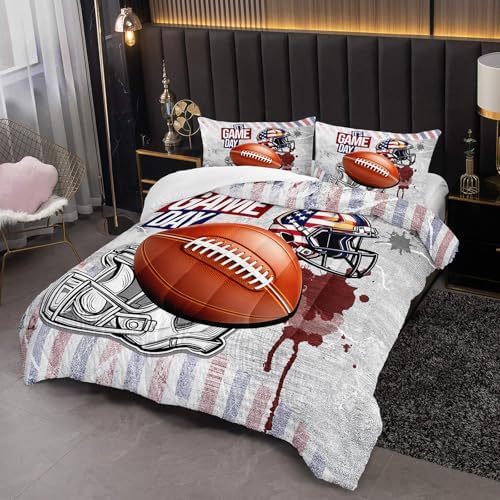 Twin Size Kids Comforter Sets Boys Football，Sport Themed Twin Size Bedding，with 1 Comforter with 2 Pillow Case