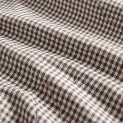 Martha Stewart - King Sheet Set with Fitted Sheet & Pillowcases, Cotton Percale Bedding with a Smooth Feel, Deep Pocket, Gingham Brown