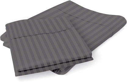 Comfort Beddings King Pillowcases Set of 4 – 100% Organic Cotton, 600 Thread Count Sateen, Soft & Comfy Pillow Covers with Envelope Closure, Grey Stripe, King Size 20 x 40 Inches