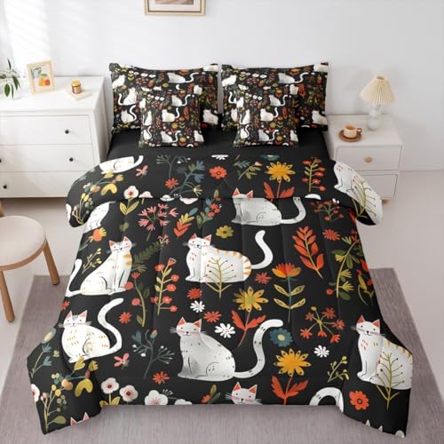 Feelyou Cute Cat 7 Piece Bedding Set for Kids