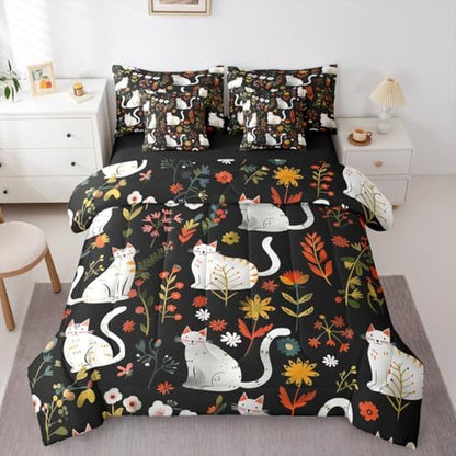 Feelyou Cute Cat 7 Piece Bedding Set for Kids