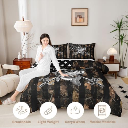 Feelyou Camo Fish Comforter Set King Size Bedding Set for Kids Boys Girls