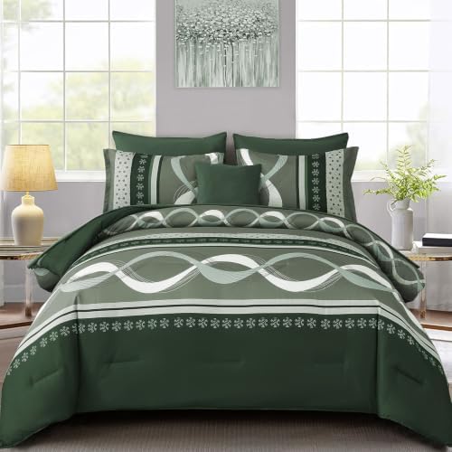 Anibedding Striped Comforter Set Queen Size,8 Pieces Patchwork Bed in a Bag