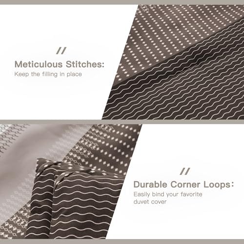 Litanika Chocolate Super King Comforter Set - 3 Pieces Stripe Bed Set