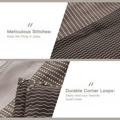 Litanika Chocolate Super King Comforter Set - 3 Pieces Stripe Bed Set