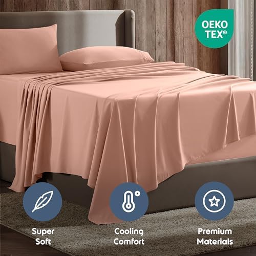 Nestl Full Sheet Set - Bed Sheets - Peach - 4-Piece Deep Pocket