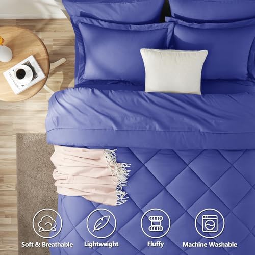 CozyLux Full Comforter Set 82"x86" Very Peri - 7 Piece Bed in a Bag