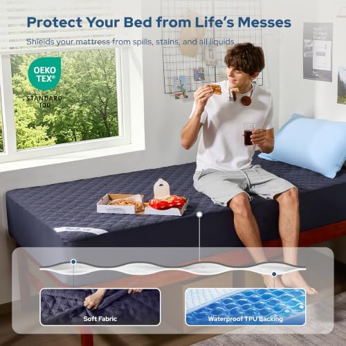 BEDLORE Waterproof Twin XL Mattress Protector, Deep Pocket, College Dorm