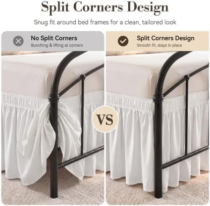 RIMELA Bed Skirt with Split Corners, Full, 15 Inch Drop, Warm White