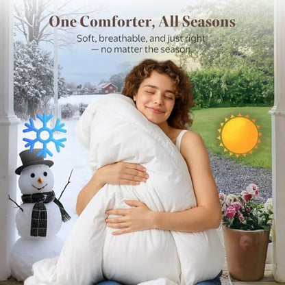 Goose Feather Down Comforter Twin Size, All Season Duvet Insert