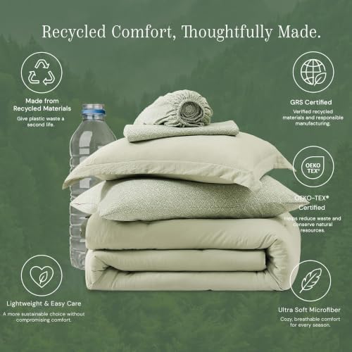 Full Comforter Set with Sheets-7 Pieces Soft Recycled Bed in a Bag Bedding