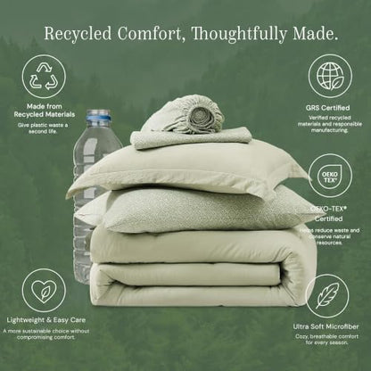 King Comforter Set with Sheets-7 Pieces Soft Recycled Bed in a Bag Bedding