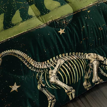 BSNTHO Dinosaurs Comforter Set Twin Size, Green Kids Comforter 3Pcs