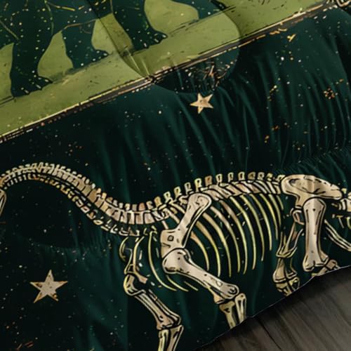 BSNTHO Dinosaurs Full Size, Comforter Set Green Print Kids Comforter 3Pcs