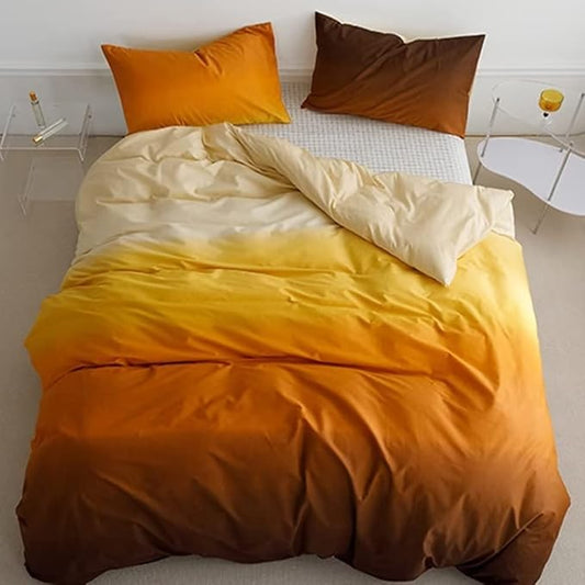 Houseri Yellow Orange Gradient Comforter Set Twin Cream Yellow Gold Brown Comforter Bedding Sets Twin Size for Kids Boys Girls Novel Yellow Bedding Comforters Twin Soft Breathable 3 Pcs