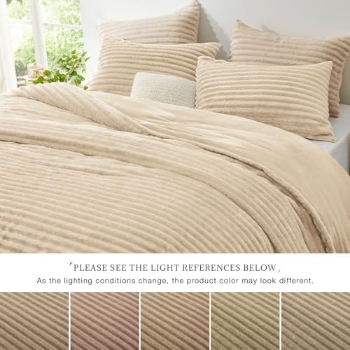 EXQ Home Fluffy Comforter Set Twin Size,2 Pieces Bed Set,Khaki