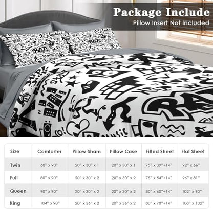 Pamnest Full Comforter Set with Sheets, 7 Pieces Rap Music Bedding