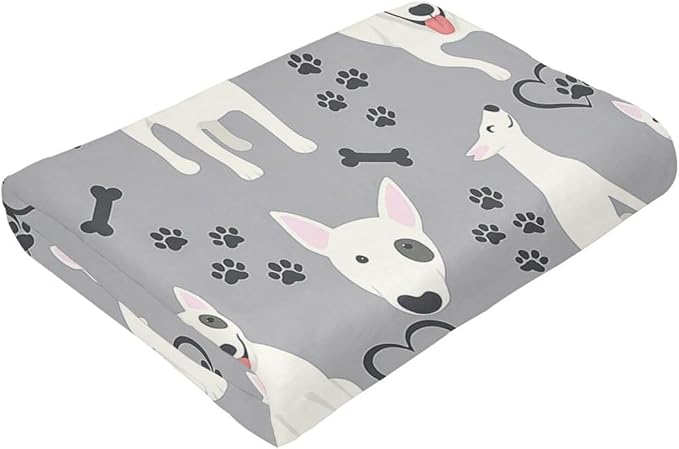 Bull Terrier Blanket Super Soft Warm Fluffy Fleece Flannel Dog Animal Throw Blanket Cozy Fuzzy Plush Stuff Bedding Blankets Gifts for Women Kids Boys Girls Adults 80"X60"