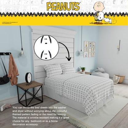 Peanuts Snoopy Bedding Super Soft Cozy Microfiber 4 Piece Queen Sheet Set, (Officially Licensed Product) By Franco