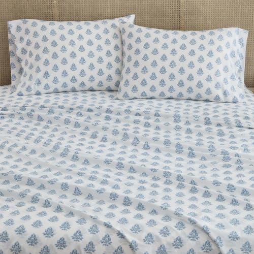 Martha Stewart - Cotton Percale Full Sheet Set with Pillowcases