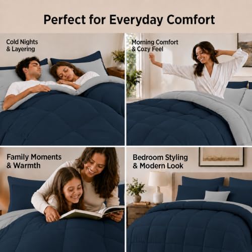 Anluoer Queen Comforter Set 7 Piece, Soft Bed in a Bag Queen Bedding Sets