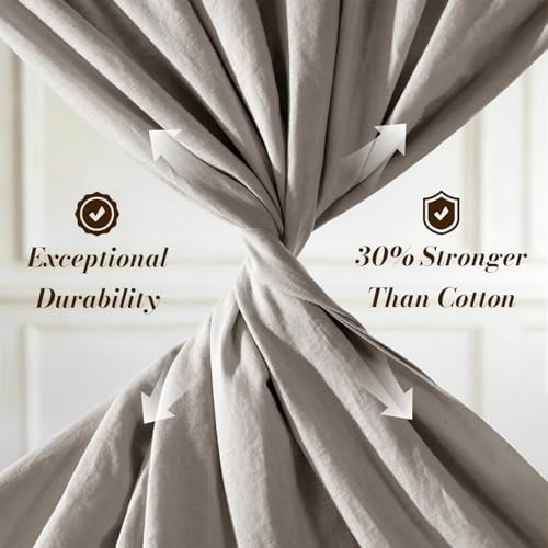 SONORO KATE 100% French Linen Queen Size Sheets Set,Natural Flax Bedding