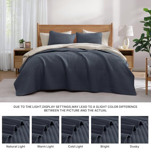 Oversized King Quilt-Blue Grey Lightweight Bedspreads Quilt Bedding Set