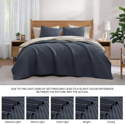 Oversized King Quilt-Blue Grey Lightweight Bedspreads Quilt Bedding Set