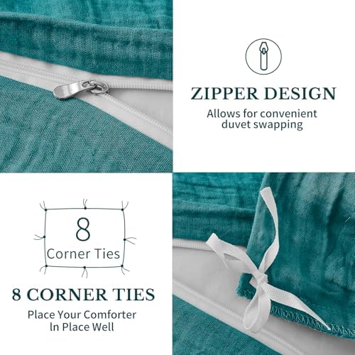 MEISHANG Muslin Duvet Cover Queen Size - 100% Organic Cotton