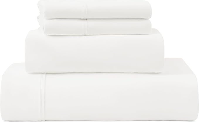 UGG Hedi Cali King Sheet Set 4-Piece Luxury Cooling Sheets Deep Pockets Premium Bedding with 2 Pillow Shams Hypoallergenic Machine Washable Soft Lightweight Bed Set for Bedroom, California King, White