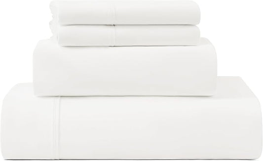 UGG Hedi Cali King Sheet Set 4-Piece Luxury Cooling Sheets Deep Pockets Premium Bedding with 2 Pillow Shams Hypoallergenic Machine Washable Soft Lightweight Bed Set for Bedroom, California King, White