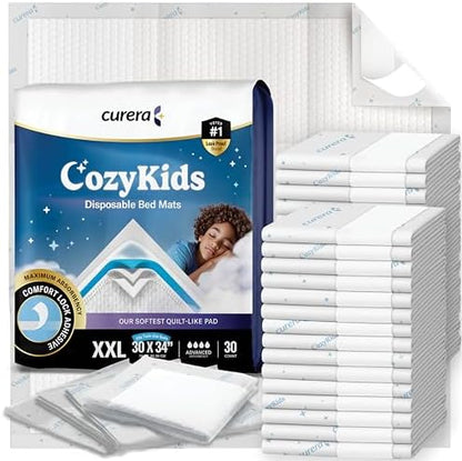 CozyKids® Disposable Bedwetting Bed Pads for Kids 30”x 34” [30-Pack]
