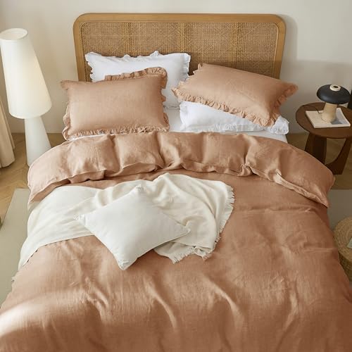 Talasily 100% French Linen Queen Duvet Cover Set, Organic Linen