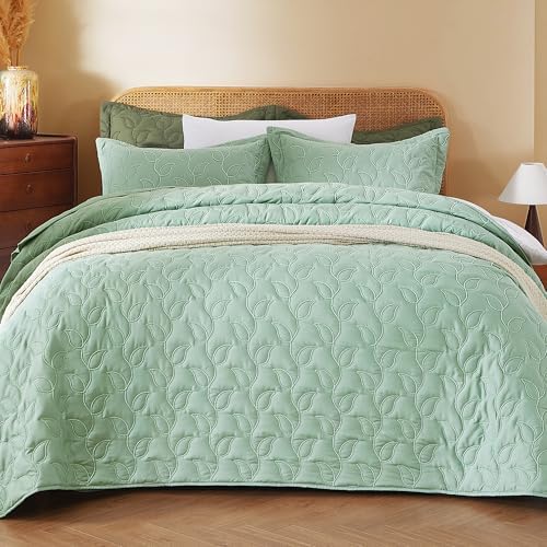 EVENHUG Quilt Queen Size Bedding Set with Pillow Sham Lightweight Bedspreads Coverlet Soft Reversible Bed Cover for All Season 3 Piece