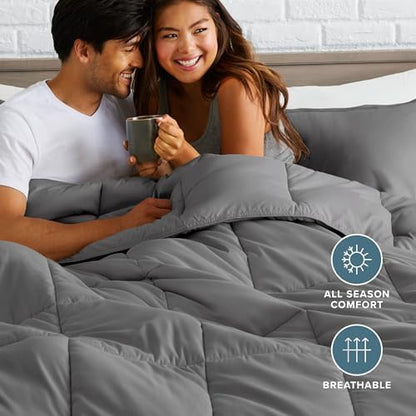 Bare Home Comforter Set - 1800 Ultra Soft (Oversized King, Grey)