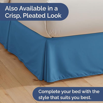 Bedskirt King Size Ruffle - 18 inch Drop Dust Ruffle Bed Skirt with Platform - Ultra-Soft, Easy Fit, Premium Hotel Quality - Wrinkle and Fade Resistant - for Women, Men, Kids and Teens - Denim Blue