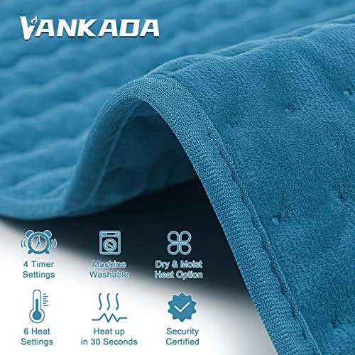 Heating Pad Electric Heat Pad, Hot Heated Pad,Multiple Temp and Timer Settings,Suitable for Shoulders, Neck, arms, Abdomen, Back, Legs, etc. (Blue, 33"X17")
