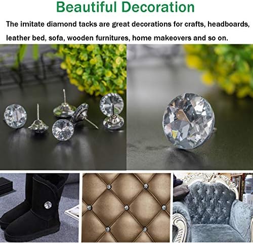 30 Pieces Rhinestone Crystal Buttons Diamond Crystal Upholstery Nails Tacks Sofa Bed Headboard Sew Buttons Decorative Push Pins for Sewing Wall DIY Crafts Decoration