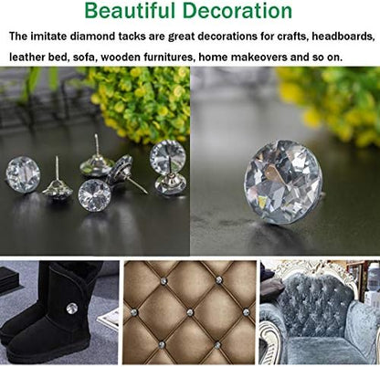 30 Pieces Rhinestone Crystal Buttons Diamond Crystal Upholstery Nails Tacks Sofa Bed Headboard Sew Buttons Decorative Push Pins for Sewing Wall DIY Crafts Decoration