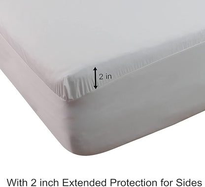 Kingnex Waterproof Half Split Top King Mattress Protector for Adjustable Bed with Upper Flex 36-39 from Head Ultra Soft Bamboo Viscose Jersey Noiseless Fitted Matress Cover