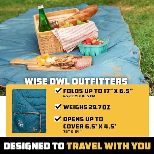 Wise Owl Outfitters Camping Blanket, Packable Puffy Quilt for Backpacking