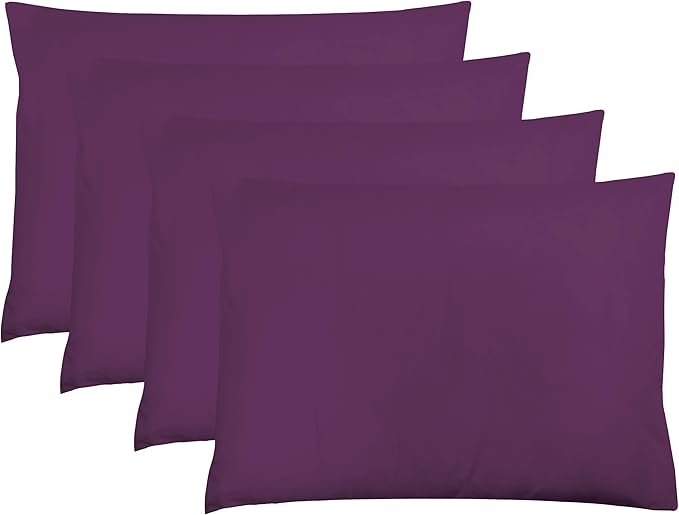 ZPECC Pillow Cases Standard Size Set of 4, 20x26 Envelope Closure Pillowcases, Soft Plain Brushed Microfiber Covers Hypoallergenic Breathable, Dark Purple