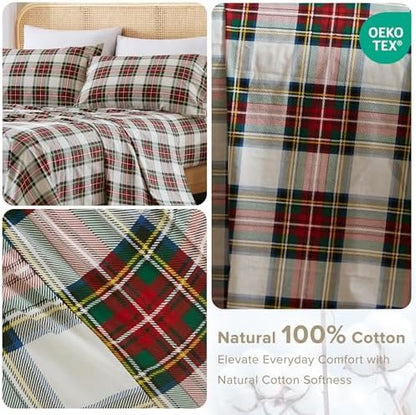 Comfort Spaces 100% Cotton Percale Sheets Queen Sheet Set, 4 Piece