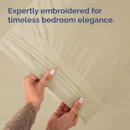King Standard Pillow Cases Set of 2 - Ultra-Soft Hotel Quality Pillowcase Covers - Comfy, Cozy & Fade Free - Wrinkle Resistant - Machine Washable Pillow Protectors - 2 Piece Set - King Standard Cream