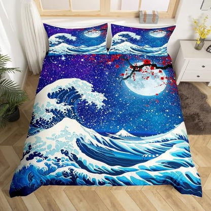 Feelyou Japanese Wave Duvet Cover Queen Size Boys Girls Teens
