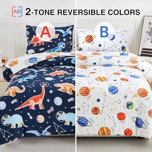 A Nice Night 5pc Glow in The Dark Dinosaur Kids Full Comforter Sets