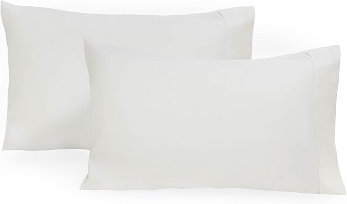 Organic Cotton White Standard Pillowcases - Set of 2, 21"x30", 100% GOTS Certified Organic Cotton, Cool, Crisp, Hypoallergenic, All-Natural, Luxurious, Pure White Pillowcases (Standard, Set of 2)